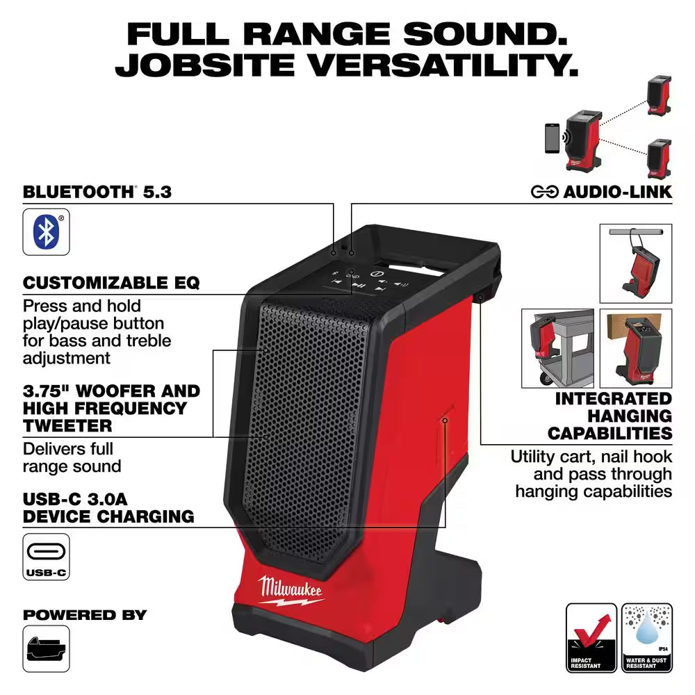 M18 18V Lithium-Ion Cordless Wireless Bluetooth Jobsite Speaker (Tool-Only)